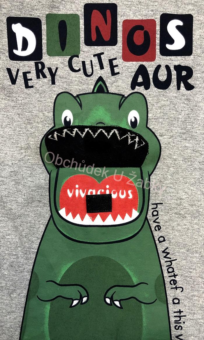 Chlapecké tričko - 3D obrázek - dlouhý rukáv KUGO - šedá barva