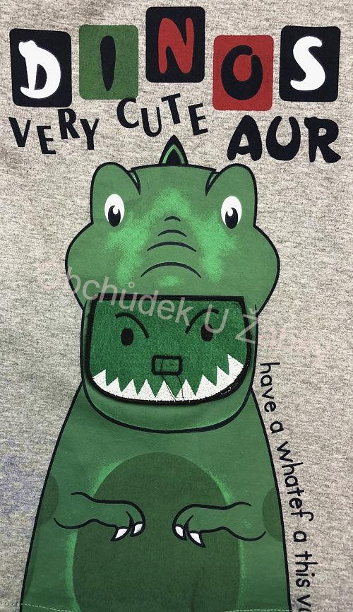 Chlapecké tričko - 3D obrázek - dlouhý rukáv KUGO - šedá barva