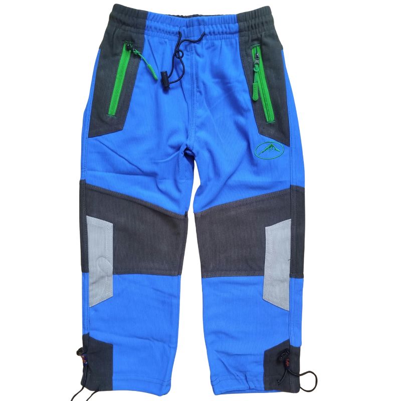 98-Dětské outdoorové kalhoty Kugo - modrá barva (zelený zip)