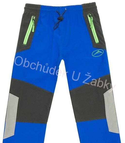 Dětské outdoorové kalhoty Kugo - modrá barva (zelený zip)