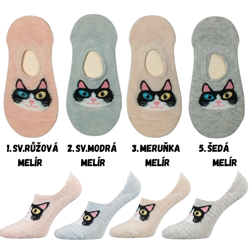 Dámské ponožky ťapky Aura.via kočky
