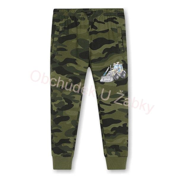 Chlapecké maskáčové tepláky KUGO - khaki barva (žlutý traktor)