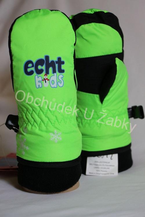 Echt C063 Dětské teplé zimní palcové rukavice fosf.zelené