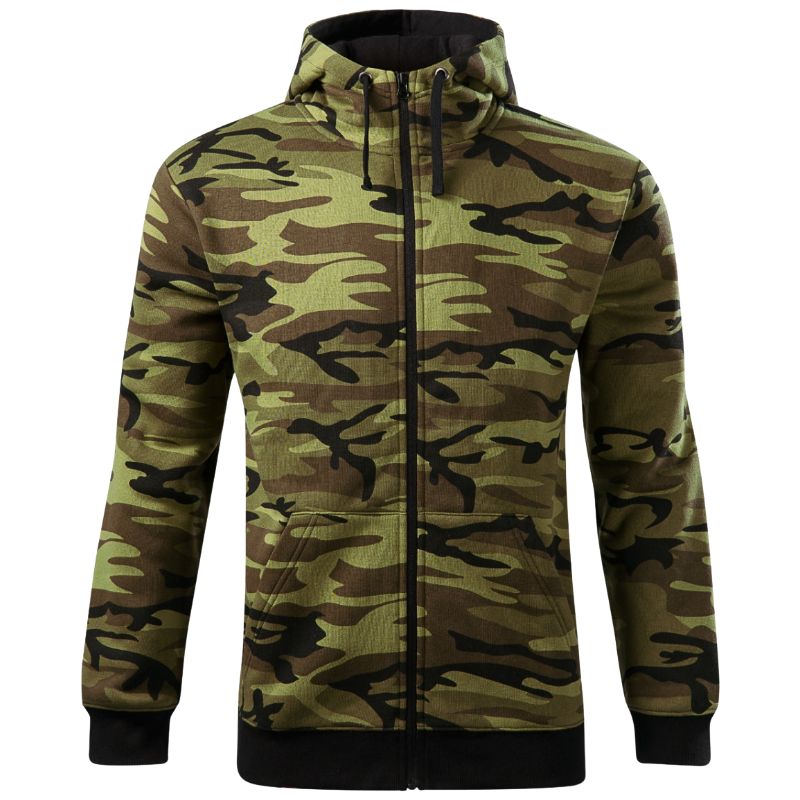 Pánská maskáčová mikina teplejší CAMO Zipper khaki Malfini