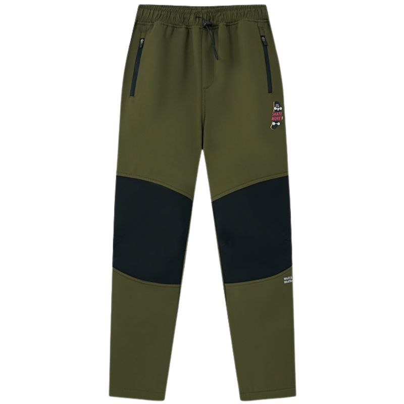 Chlapecké SOFTSHELLOVÉ KALHOTY ZATEPLENÉ khaki B2592