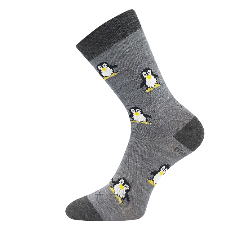 Dětské vlněné merino ponožky šedá Penguinik Fuski Boma Voxx
