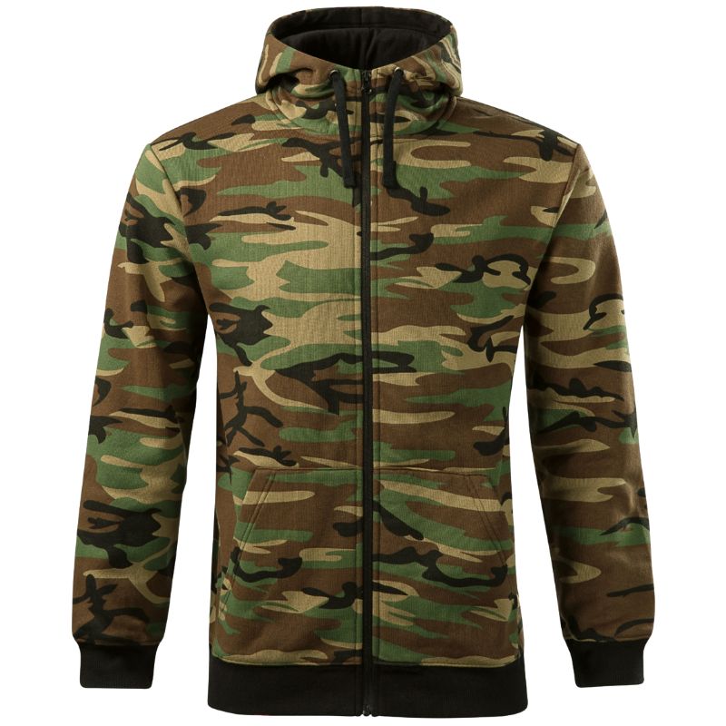 Pánská maskáčová mikina teplejší CAMO Zipper khaki hnědá Malfini