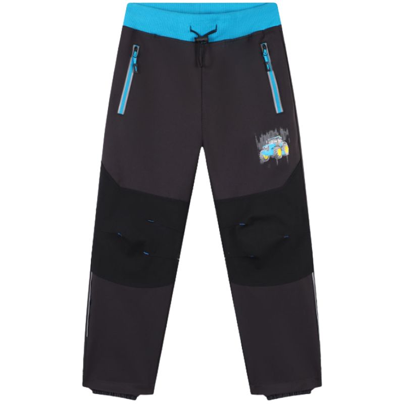 Chlapecké softshellové kalhoty nezateplené šedé Kugo HK5301