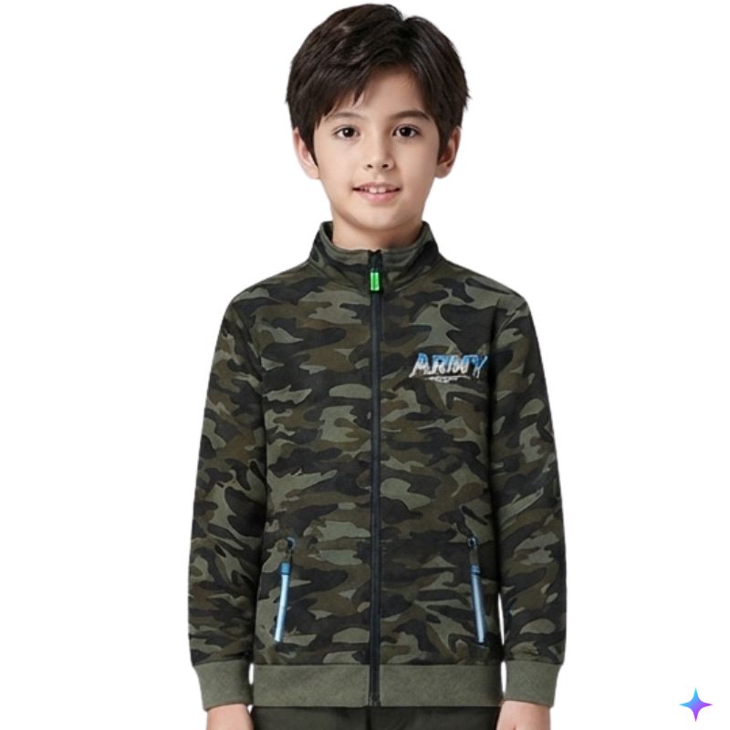 Chlapecká maskáčová mikina khaki Kugo JK9532