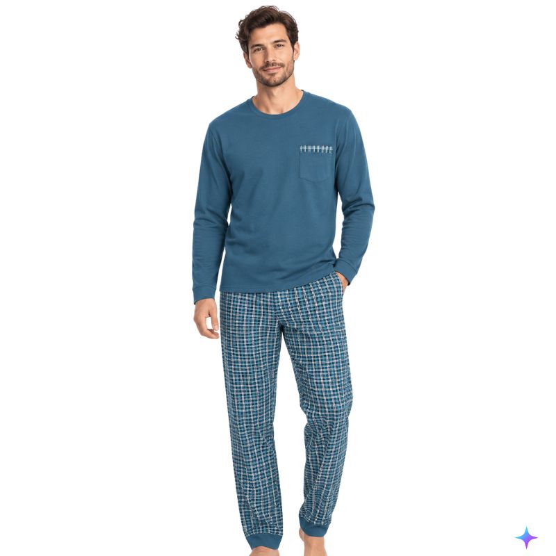 Pánské pyžamo modrošedé Wolf & Wolfie S2676C