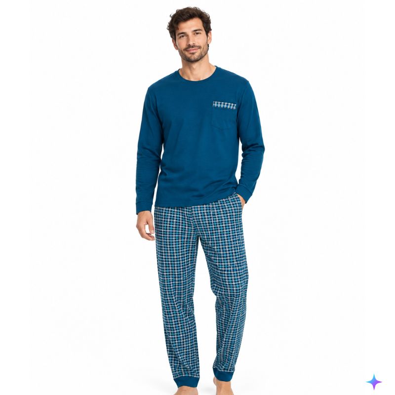 Pánské pyžamo petrolejové Wolf & Wolfie S2676C