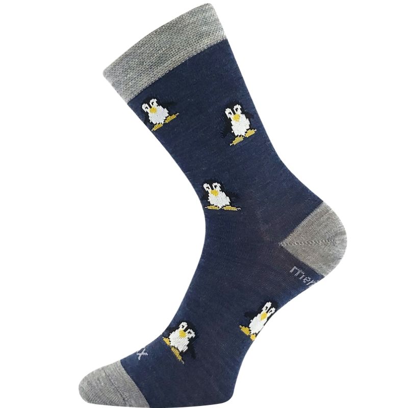 Dětské vlněné merino ponožky jeans Penguinik Fuski Boma Voxx