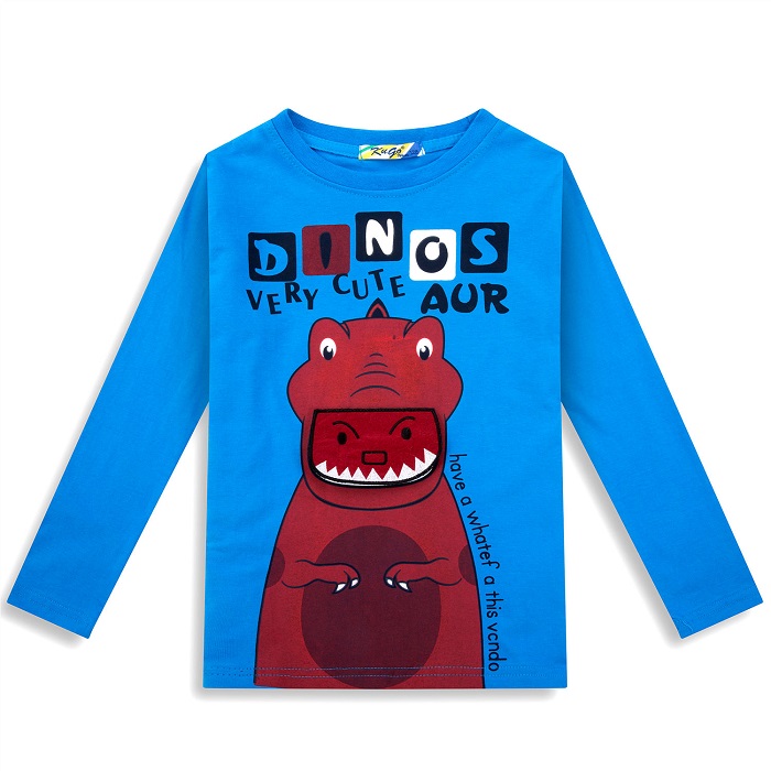 Chlapecké tričko - 3D obrázek - dlouhý rukáv KUGO - modrá barva
