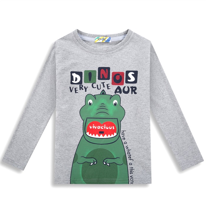 Chlapecké tričko - 3D obrázek - dlouhý rukáv KUGO - šedá barva