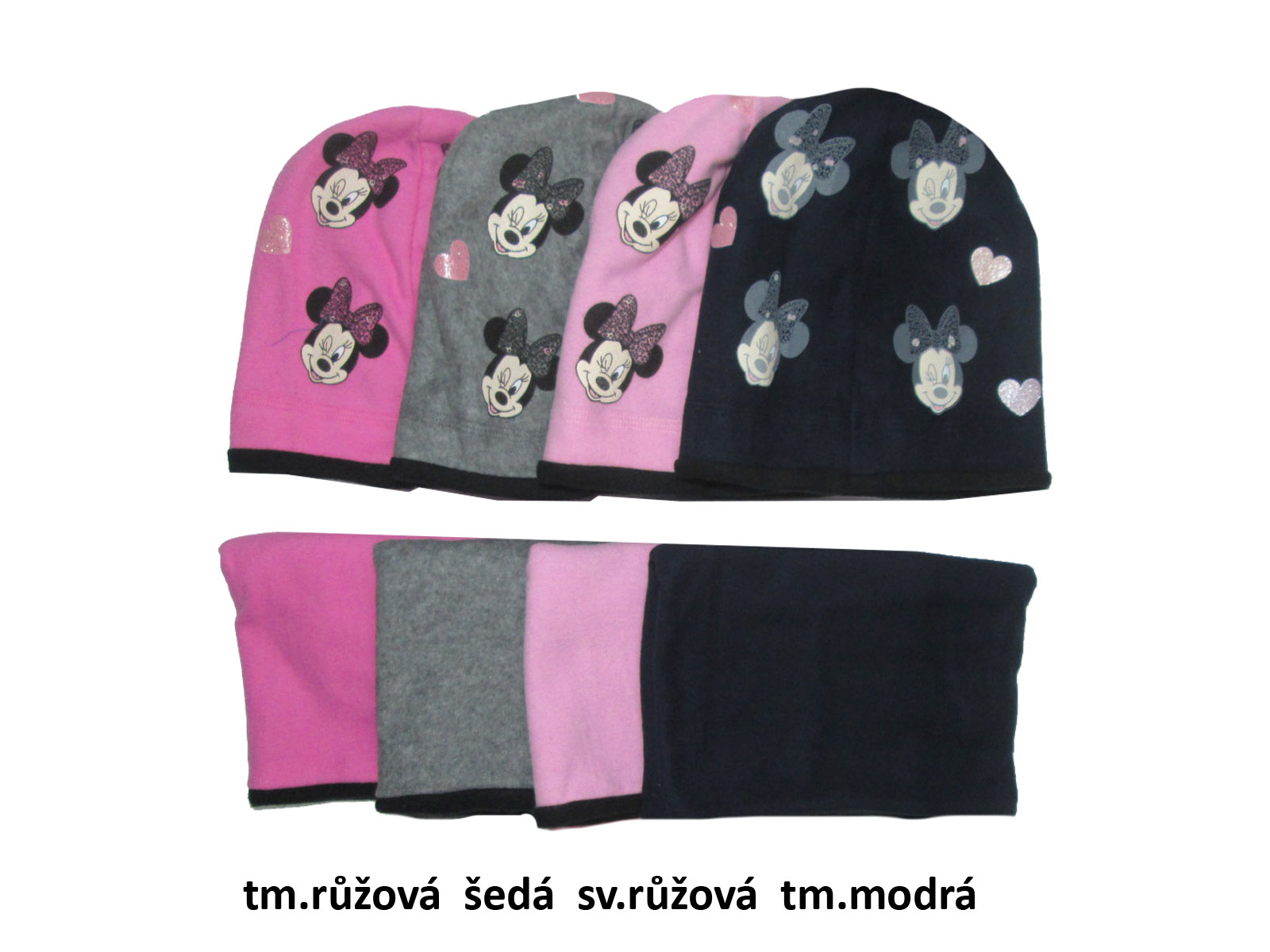 Dívčí zimní čepice+nákrčník Minnie 