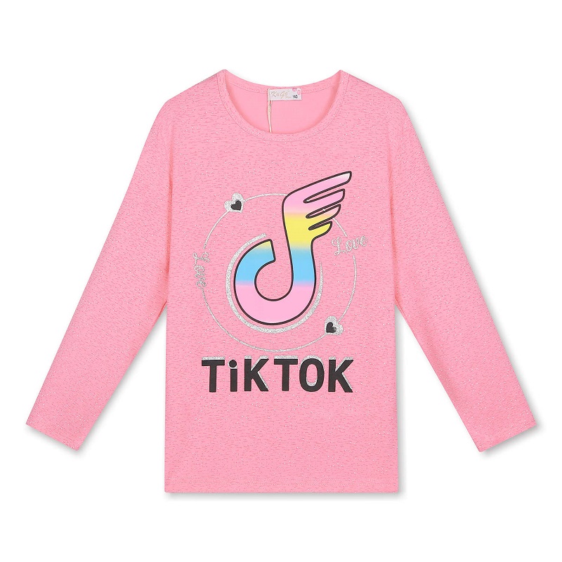 134-164-Dívčí tričko KUGO - dlouhý rukáv -  sv.růžová