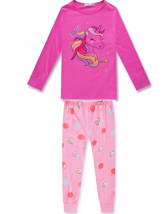 98-Dívčí pyžamo KUGO - tm.růžovo-růžová barva