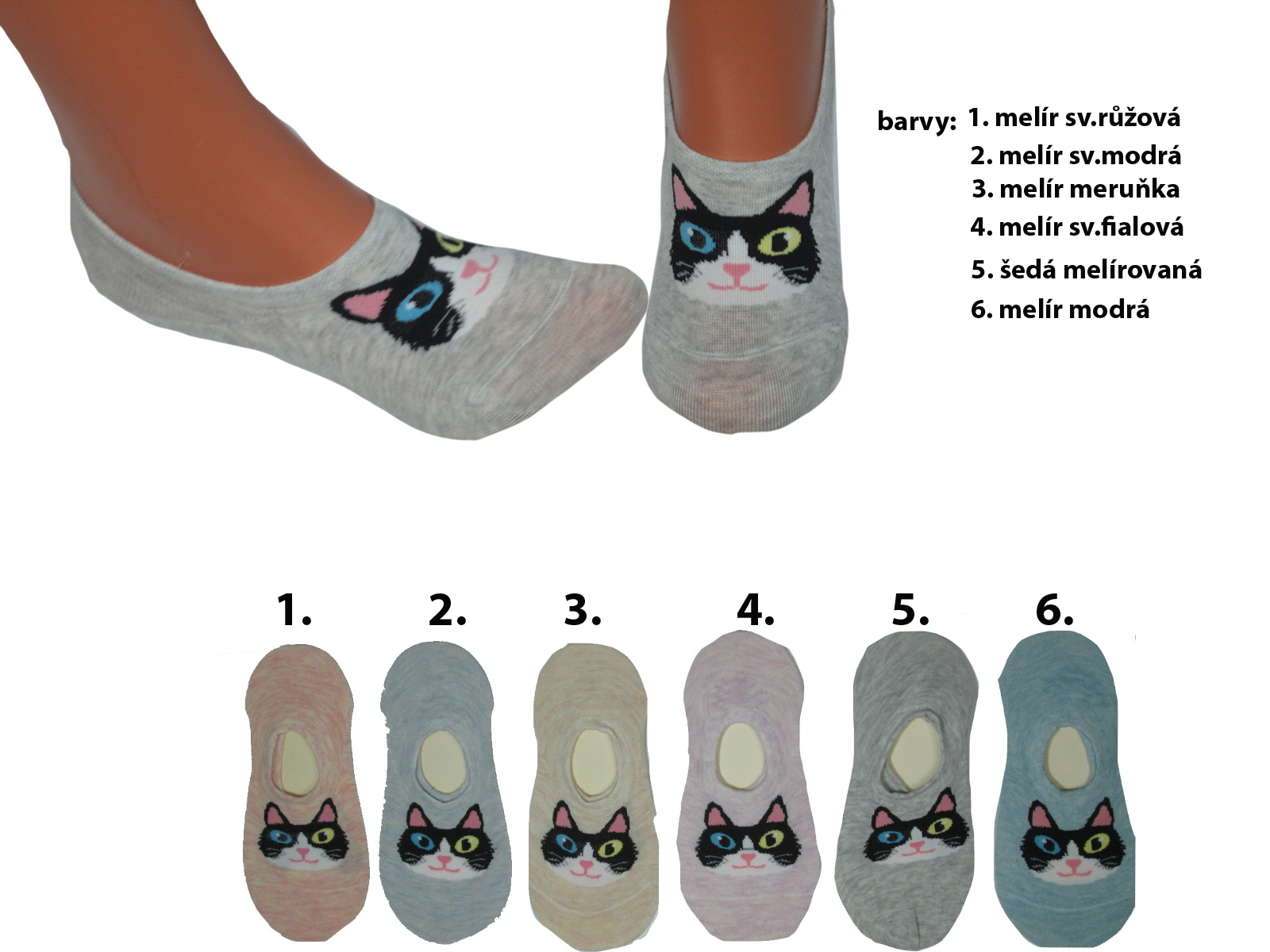 Dámské ponožky ťapky Aura.via kočky