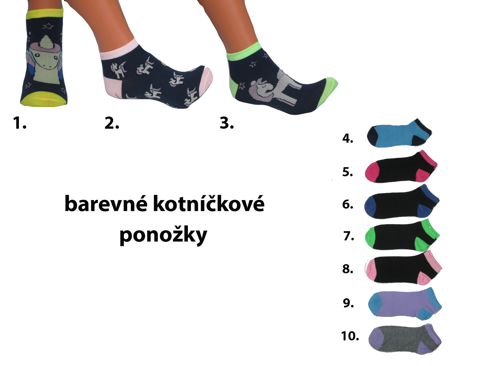 Dámské barevné kotníčkové ponožky Pesail