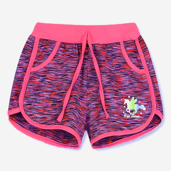 velikostní řada:98-128-Dívčí sportovní melírované funkční šortky KUGO - růžová barva