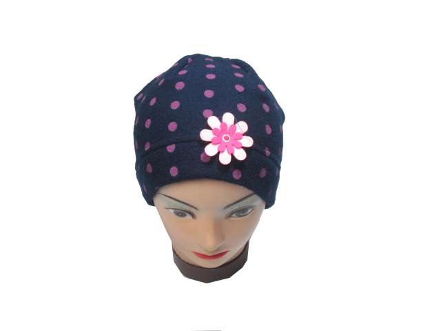 obvod 58-Dívčí zimní flaušová čepice - tm.modrá barva