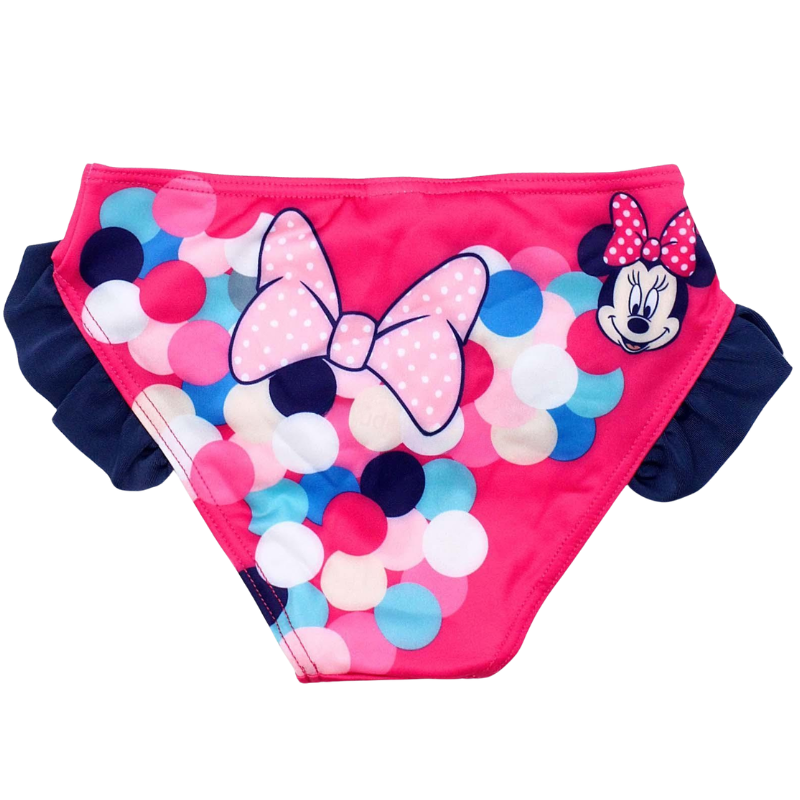 Dívčí plavky - spodní díl - Minnie - tm.růžová barva s tm.modrými volánky