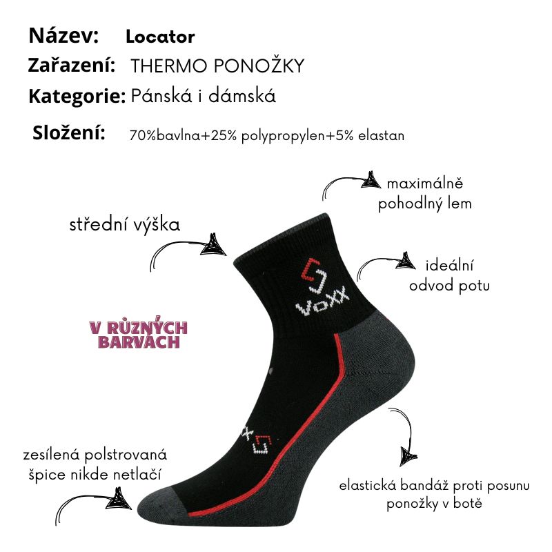 Dámské, pánské froté ponožky Voxx -  Locator-sv.šedá
