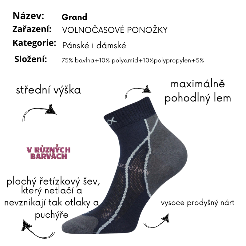 Dámské - pánské-sportovní ponožky - střední výška Grand - Boma Fuski - tm.modrá barva