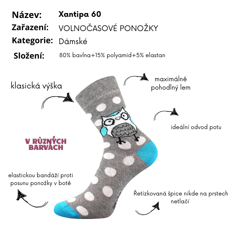 Dámské ponožky Voxx -  klasická výška - Xantipa - tm.modrá barva