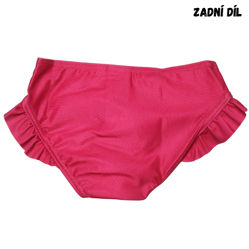 116-Dívčí plavky - spodní díl - Minnie - růžová barva s tm.růžovými volánky