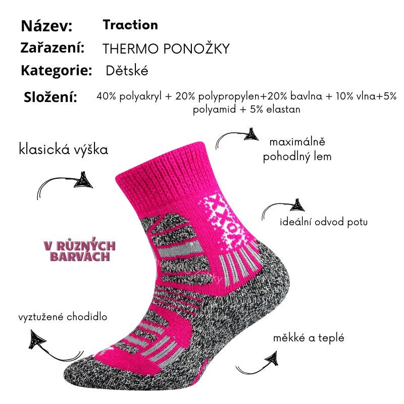 Chlapecké froté termo ponožky Traction Fuski - klasická výška - sv.modrá barva