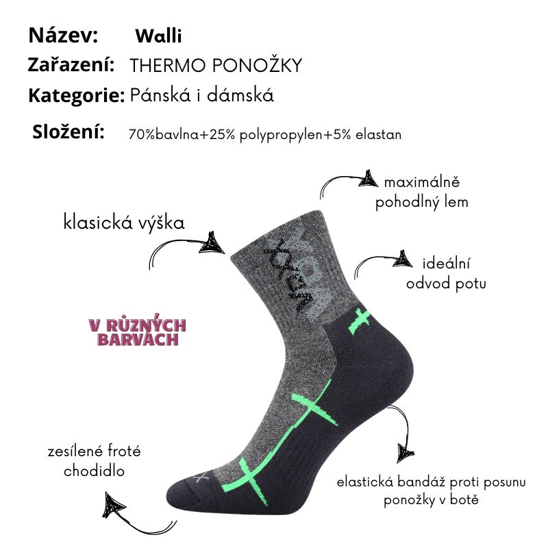 Pánské,dámské  sportovní ponožky Voxx -  klasická výška - Walli - sv.šedá