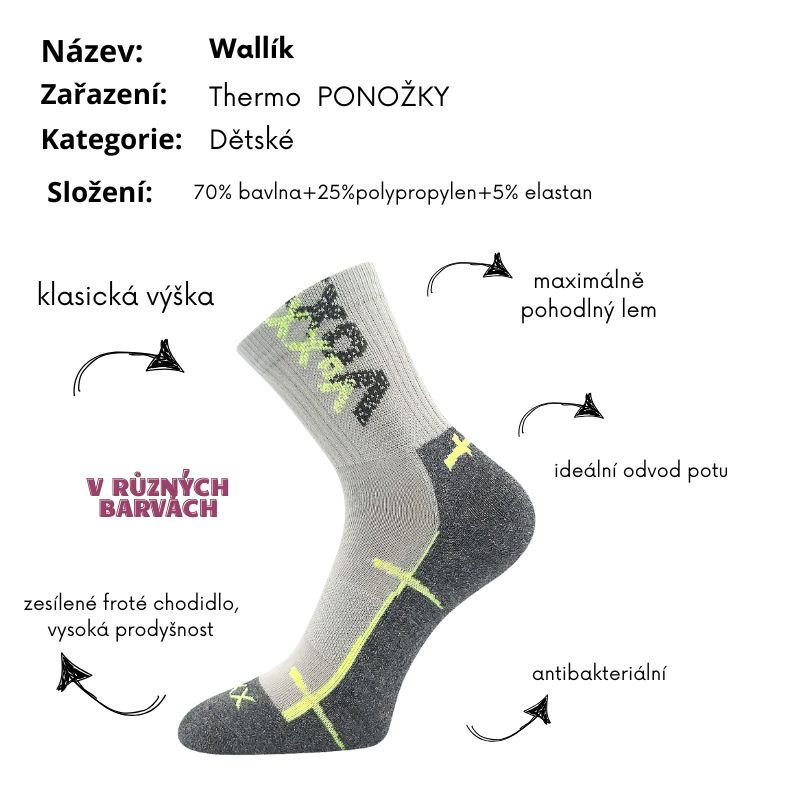 Dětské sportovní ponožky Voxx -  klasická výška - Wallík - tm.modrá