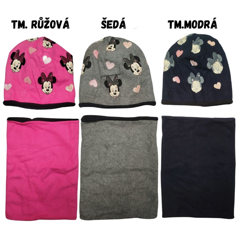 Dívčí zimní čepice+nákrčník Minnie