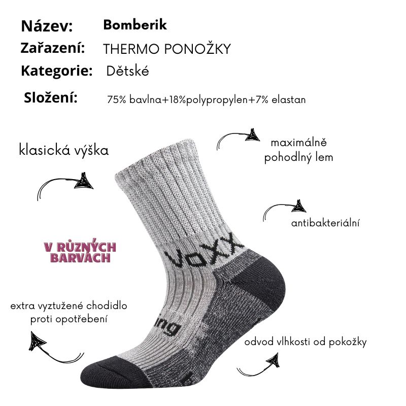 Dětské silné ponožky s bambusem Bomberik Voxx Fuski Boma - barva sv.růžová