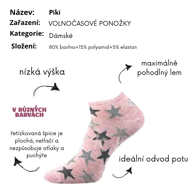 Dámské kotníčkové ponožky Voxx - Piki - pruhy
