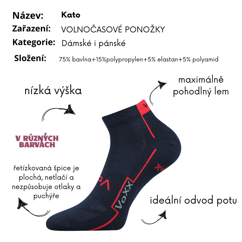 Dámské - Pánské-  KATO - sportovní kotníčkové ponožky Voxx - černá barva