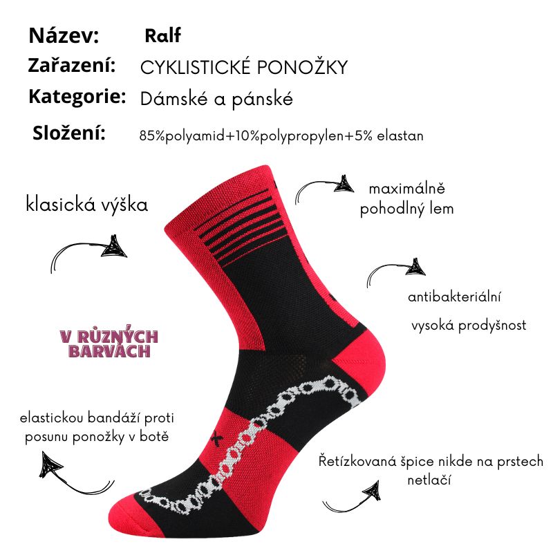 Dámské-pánské cyklistické sportovní ponožky - klasická výška Ralfi - Boma Fuski - modrá