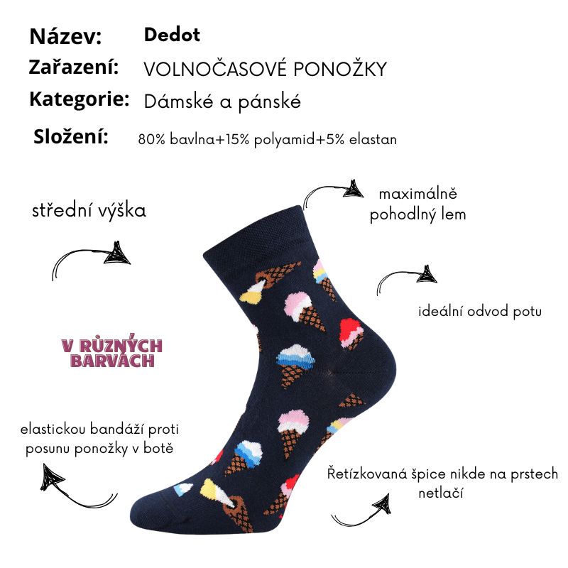Fuski Boma Voxx DEDOT Dámské ponožky černé jahody