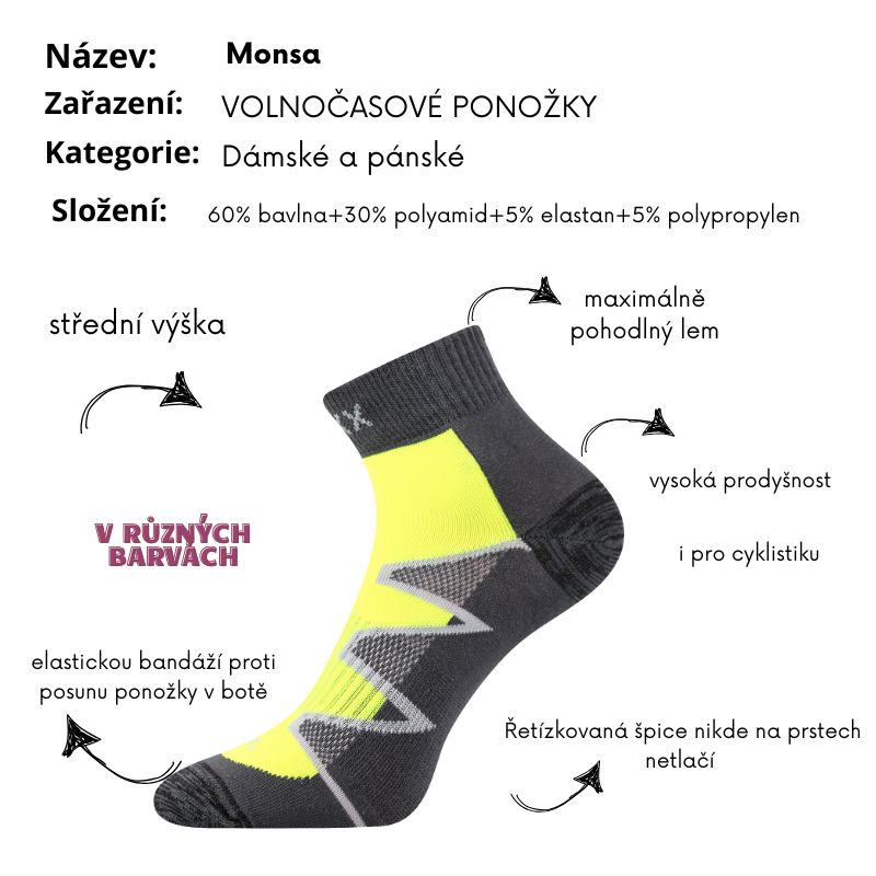Fuski Boma Voxx Monsa Dámské - pánské- sportovní ponožky - černá/růžová