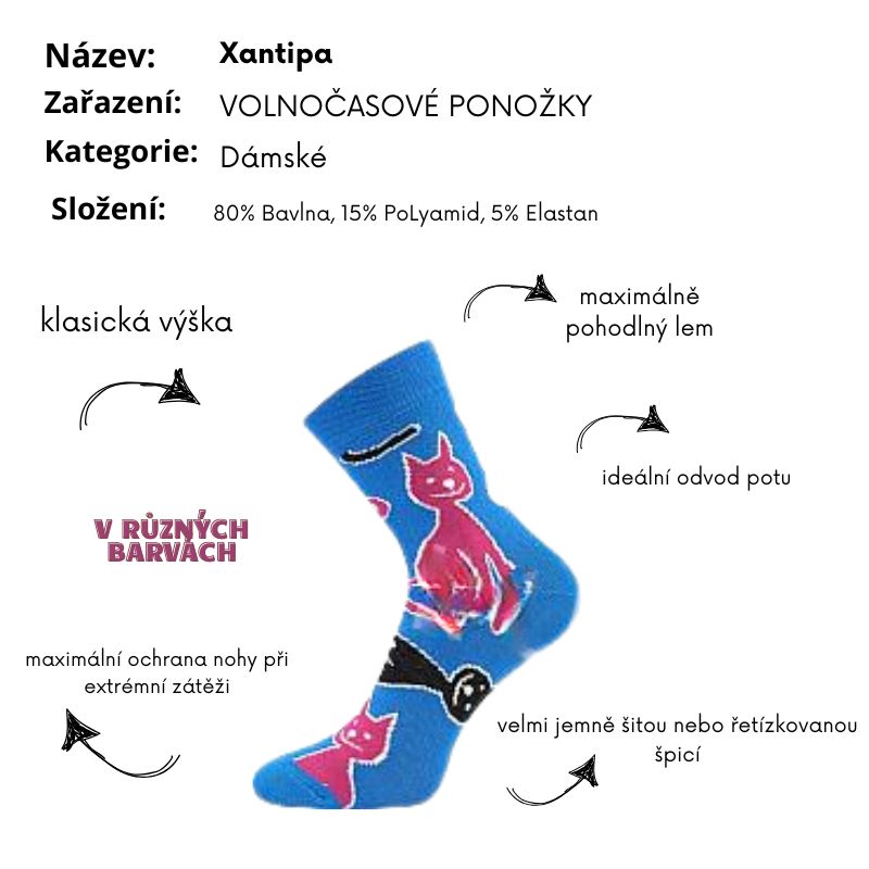 Fuski Boma Voxx Xantipa 69 Dámské ponožky - klasická výška kočky růžová