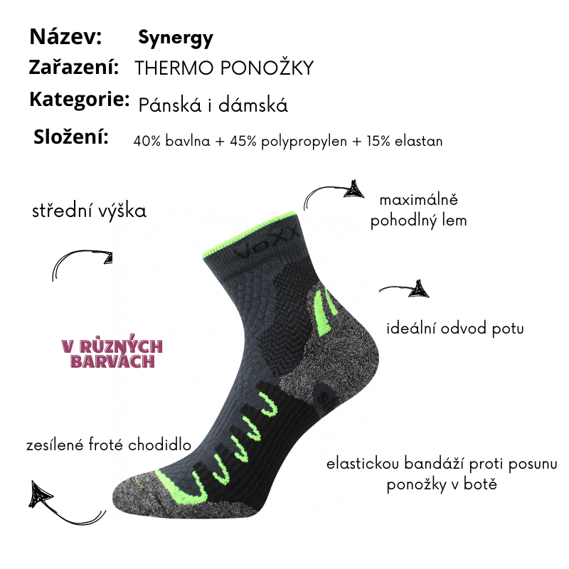 Fuski Boma Voxx Synergy silproX Pánské,dámské  sportovní froté ponožky černé