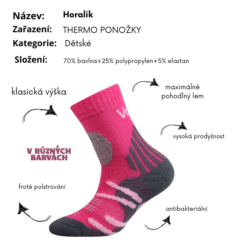 Fuski Boma Voxx Horalik Dívčí froté ponožky tm.růžová