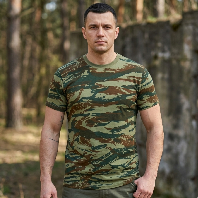 Pánské maskáčové tričko khaki Lambeste cm01