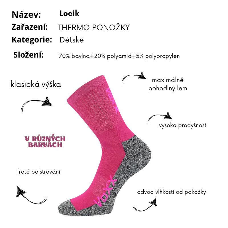 Dívčí teplejší ponožky tm.růžová Locik Fuski Boma Voxx