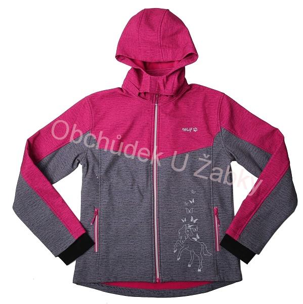 DÍVČÍ SOFTSHELLOVÁ BUNDA fuchsiová/šedá Wolf B2267