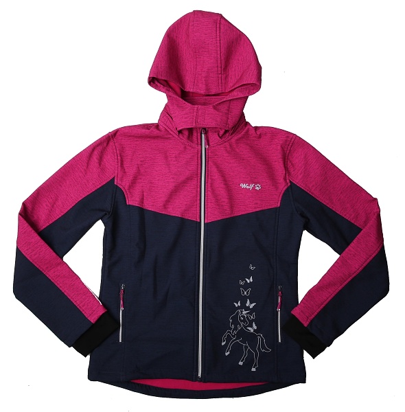 DÍVČÍ SOFTSHELLOVÁ BUNDA fuchsiová/tm.modrá Wolf B2267