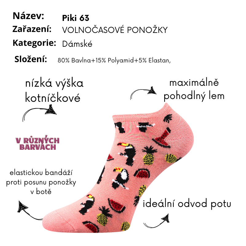 DÁMSKÉ PONOŽKY papoušci modrá Fuski Boma Piki