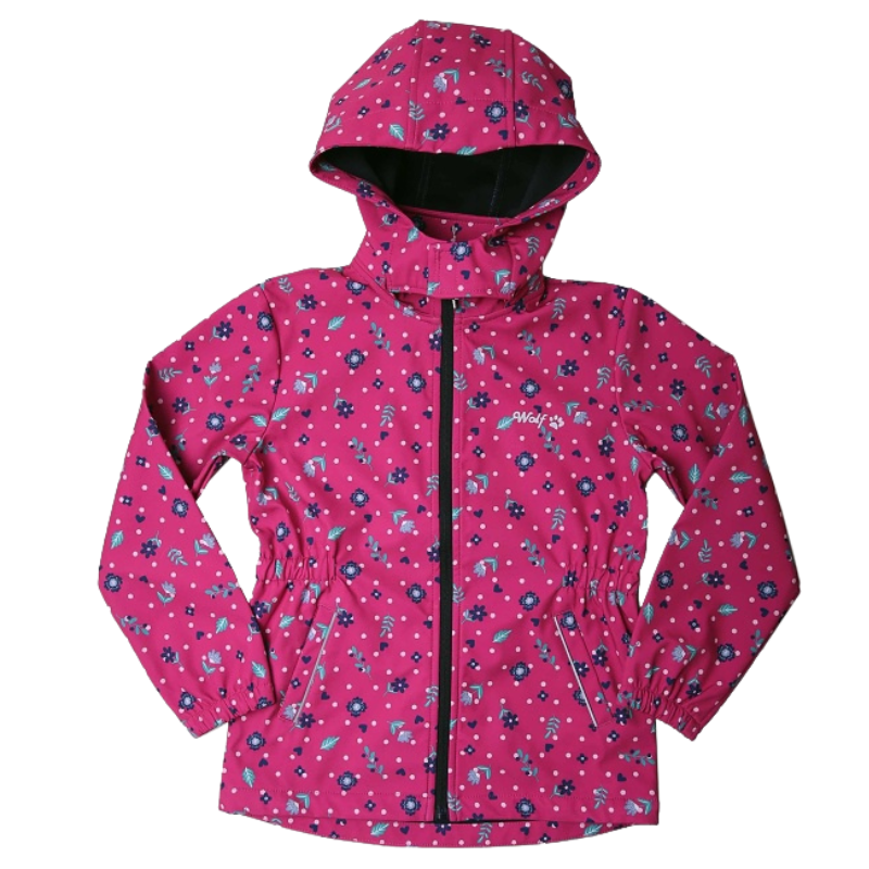 Dívčí softshellová bunda bez zateplení růžová Wolf B2361