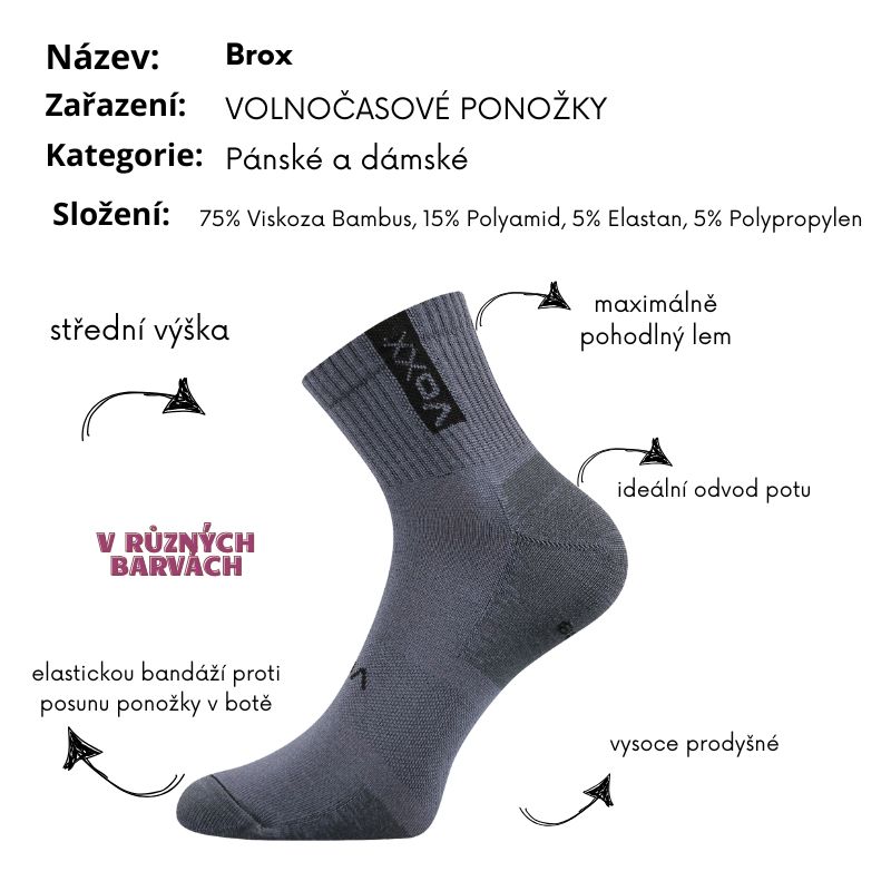 DÁMSKÉ, PÁNSKÉ PONOŽKY Brox černé Fuski Boma Voxx